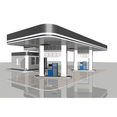 China Oil Station Gas Station Canopy / Threw Space Sight Filling Gas Gas Station Canopy Roof Prefab for sale