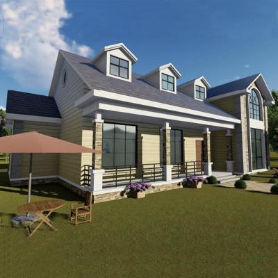 China Steel Fabricated Light Steel House Villa For Living 3 Bedroom Villa Steel Structure Light Steel Luxury Villa Prefab for sale