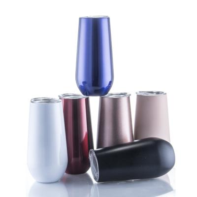 China Custom Viable Insulated Stainless Steel 6oz Champagne Tumbler Swig for sale