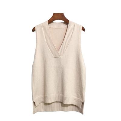 China Hot Selling Autumn And Winter Loose Wild Korean Women's Anti-wrinkle V-Neck Women's Knitted Sweater Vest Sleeveless Vest In Stock for sale