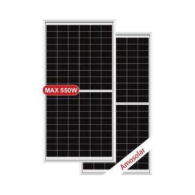 China Solar Power System Amosolar Sun Panel Solar 550watts 540watts 530watts 520watts Half Cell Mono Solar Panel Module for sale