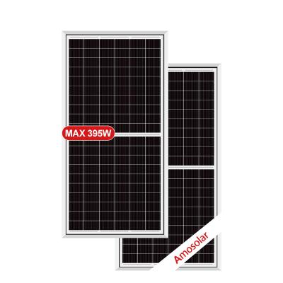 China Solar Power System Amosolar New Arrival Panel 395W PV Module Panel 166mm Half Cell 395 Watts Solar Panel for sale