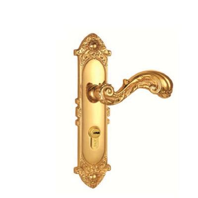 China European high quality home hotel design main door handles yellow bronze pure copper lock EUROPEAN for sale