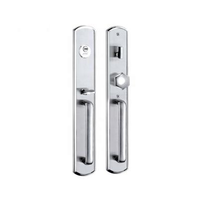 China Luxury high end anti lift metal high end durable apartment glass wooden door built in lock cover double to pull 304 stainless steel door lock for sale