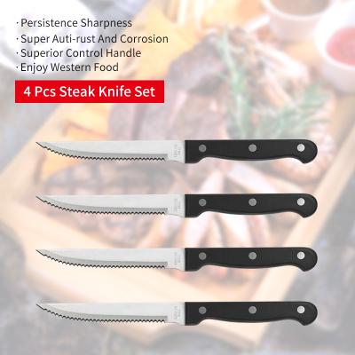 China Ultra-sharp durable durable and never require sharpening serrated steak knife set of 4 with POM handle for sale