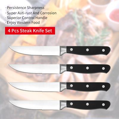 China Long lasting serrated steak knives viable with Ultra-sharp high carbon stainless steel and never require sharpening serrated steak knife set for sale