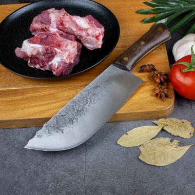 China Viable Viable OEM Accepted Full Tang Forged Carbon Steel Wenge Butcher Meat Knives 7 Inch Handmade Handle Kitchen Cleaver Knife for sale