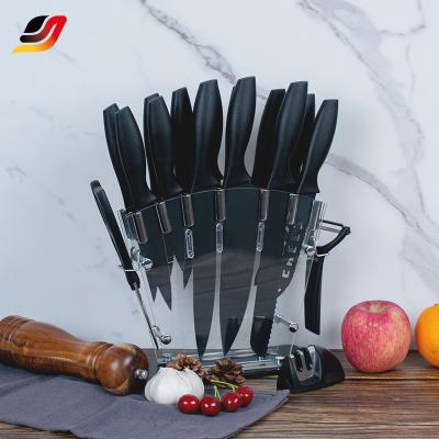 China Viable Viable Custom Logo 17 Piece Stainless Steel Chef's Knife Cooking Kitchen Knife Set With Acrylic Block for sale