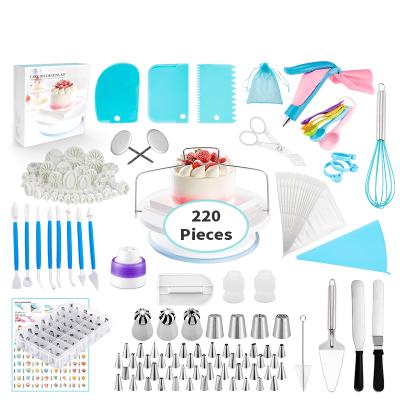 China Sustainable 220 Pcs Cake Decorating Consumables Paper Set Baking Tips Sprinkler Kit Tool Kit Wilton Cake Decorating Tools for sale