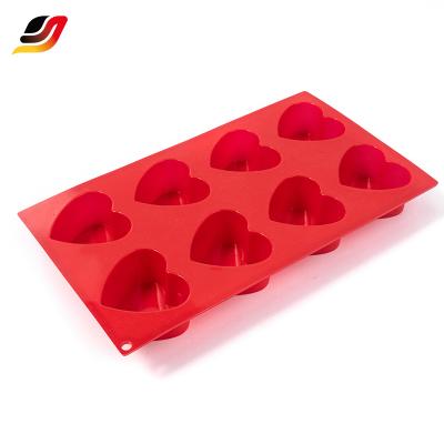 China OEM Custom 8 Holes Silicon Viable Mold DIY Chocolate Dessert Mold Decorating Silicone Heart Baking Molds for sale