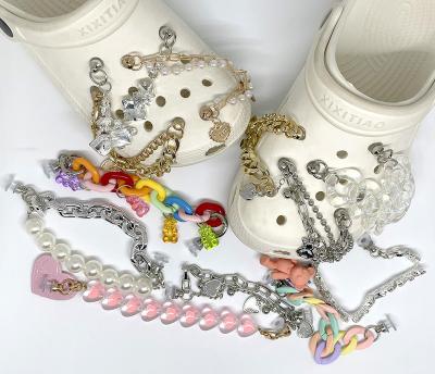 China Waterproof DIY Jewelry Metal Shoes Charms Rhinestone Shoe Chain Accessories for sale