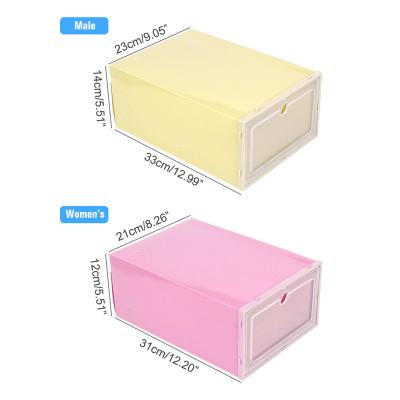 China Hot Sale Stackable Transparent Clear Plastic Shoe Storage Box Viable Organizers With Custom Logo for sale