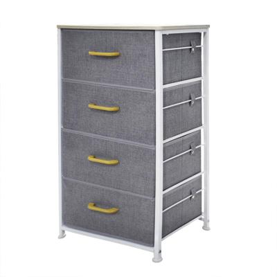 China Modern 4 Drawer Metal Shelf Dresser Sliding Organizer Fabric Dresser Tower Cloth Storage Bins Chest Drawers Storage Dresser for sale