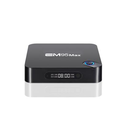 China Custom Dual Band 8K EM95 MAX Plus Quad Core Amlogic S905X3 Cortex-A55 4K Android 9.0 TV OEM Android 9.0 4G 64G WiFi MIMO TV Box for sale