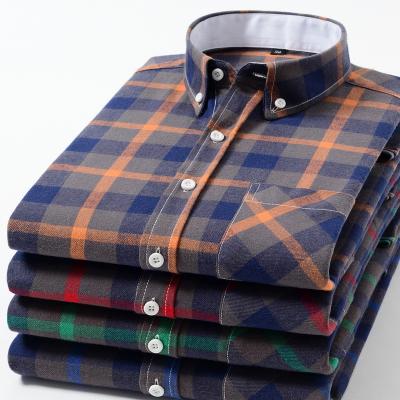 China Anti-pilling Custom Design 100% Cotton Plaid Flannel Mens Office Casual Shirts for sale