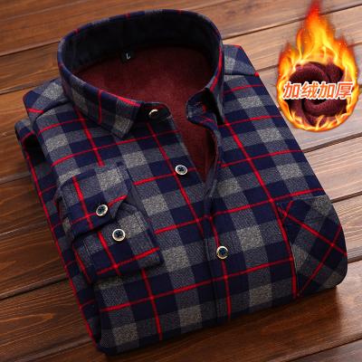 China High quality single button winter soft heavy warm anti-pilling thin thick plaid shirt for men for sale