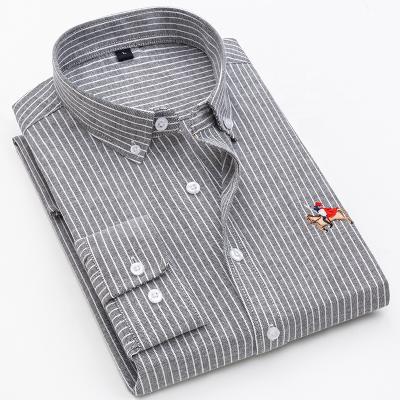 China Fashionable Oxford Men's Slim Shirts Woven Anti-pilling Shirt 60%cotton 40%polyester New Spring Leisure Business Long Sleeve for sale