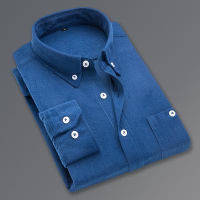 China Anti-pilling 100% Polyester Casual Comic Solid Full Corduroy Spring And Autumn Sleeve Collar Warmer Shirts For Men for sale