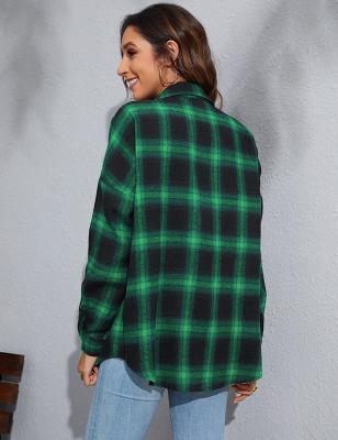 China 2022 New Arrvels Spring Casual Long Sleeve Plaid Flannel Single Women Breathable Button Shirts for sale