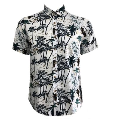 China Fashion spring hot sale men's anti-pilling with short sleeves printed floral top holiday blouse traveling men's casual shirt for sale