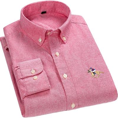 China Anti-pilling 2021 hot sell long sleeve oxford casual slim woven men's shirts for business wear with 6 colors for sale