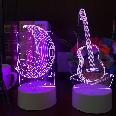 China Modern creative 3D table lamp illusion led night light touch switch control switch for sale