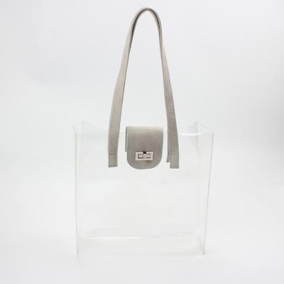 China Fashion Clear PVC Tote Bags Work Tote Shoulder Bag Womens Handbag Shopping Bag Security for sale