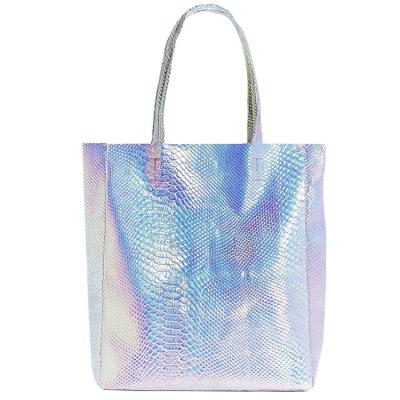 China TOTE BAG Women's Holographic Tote Bag PU Handbag Shoulder Bag Customer Bag for sale