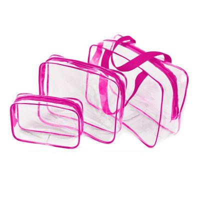 China Fashion 3 Pcs Clear Makeup Bag Travel Toiletry Bag Transparent Cosmetic Bag for sale