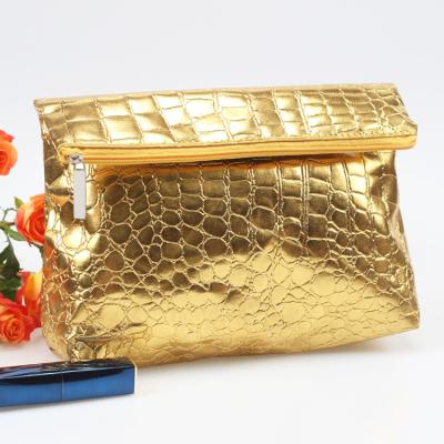 China Cltuch Gold PU Foldable Lady Hand Bag Wedding and Party Handbag Multifunctional Women Handbag Women for sale