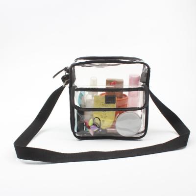 China Clear PVC Body Bag Cross Messenger Bag w/Shoulder See Through Tote Stadium Approved PVC Bag for sale