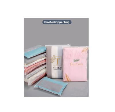 China Recyclable Biodegradable Mylar Zipper CPE Apparel Packaging Zip Lock Transparent Frosted Eco Friendly Plastic Bag for sale