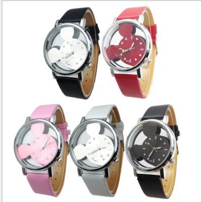 China Leisure spot wholesale fashion temperament female students cartoon hollow quartz belt simple cute watch for sale