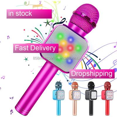 China Portable Handheld Karaoke Player Wireless BT Handheld Microphone with Speaker Microphone with Built-in Audio Best Gifts (WS1818) for sale