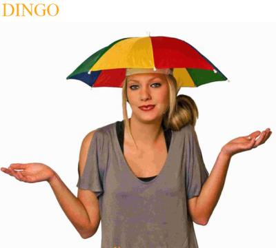 China Cheap Folding Sun Folding Logo Printed Advertising Head Hat Shape Umbrella, Umbrella Hat For Sale for sale