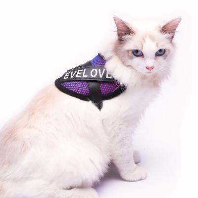 China Custom OEM/ODM Pet Cushioned Adjustable Breathable Personalized Strap Fashion Notebook Magic Cat Carrier Harness And Leash Set for sale