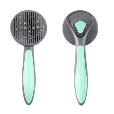 China OEM/ODM Self Molding Slicker Pet Groom Brush Comb Dog Brush Cat Comb With Self Clean Button With Masaging Pearl On Tips for sale