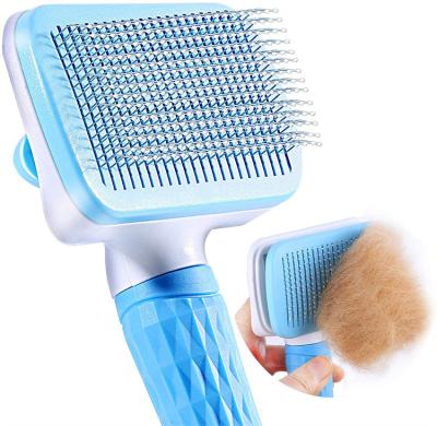 China OEM/ODM Pet Massage Grooming Tool Self Cleaning Dog Cat Slicker Brush Remove Pet Automatically Grooming Dematting Brush for sale