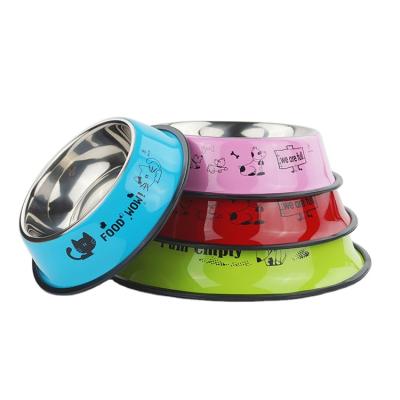 China OEM/ODM Stainless Steel Color Spray Paint Viable Cat Dog Bowl Water Feeder Pet Pets Non-slip Drop Shipping In Stock for sale