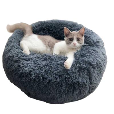 China OEM/ODM Novelty Best Luxury Round Plush Soft Plush Stocked Soft Fur Non Slip Pet Cat Dog Beds Orthopedic Memory Foam & Accessories (Old) for sale