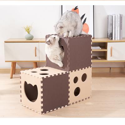 China Stocked Funny Collapsible Toy Cat Toy Indoor Cat Tunnel EVA Practical Assembly Cat Toy Interactive Tunnel OEM/ODM for sale