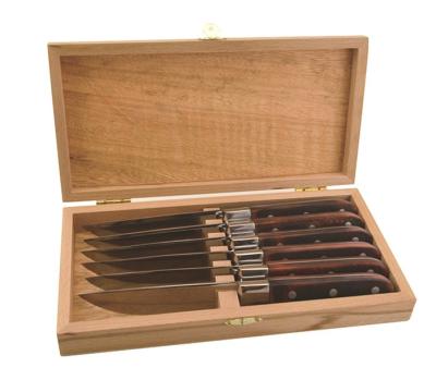 China Sustainable Stainless Steel Steak Knives Set With Wooden Gift Box for sale