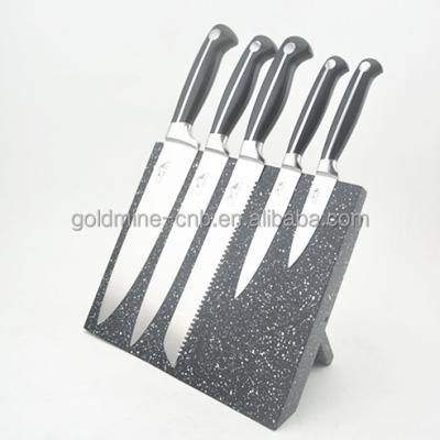 China Disposable 5 PCS Satin Finished Rivet Bolster 2 Double Knife Set Knife Serving Set for sale