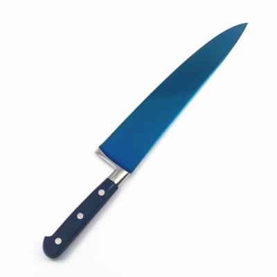 China Sustainable Blue Titanium Coating Stainless Steel Kitchen Chef Knife for sale