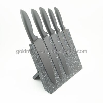 China Cutting Foods Soft Handle PP&TPR Handle Kitchen Knife Set With Block for sale