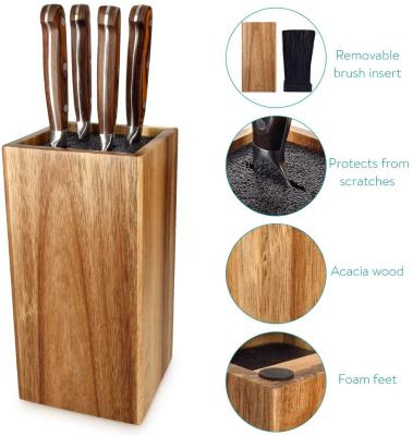 China Universal Sustainable Acacia Walnut Wooden Knife Block With PP Strip Knife Holder Knife Holder for sale