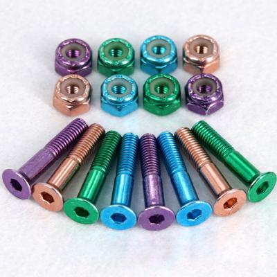 China Colorful Factory Adult Steel Hex Hardware Fastener Quality Longboard Bolts And Nuts Skateboard Screws For Skateboard for sale