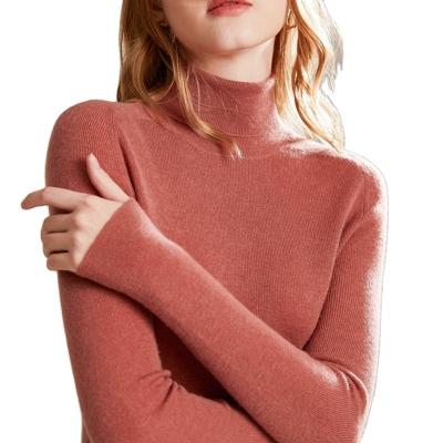 China Factory Wholesale Anti-wrinkle Custom Knit Cashmere Cotton Turtle Neck Sweater Slim Plain Female Basic Sweater Knit Jumper For Women for sale