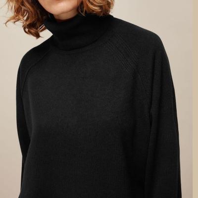 China Anti-Wrinkle 2021 Knit High Quality Loose Turtleneck Sweater Women Cashmere Wool Cotton Sweater Black High Quality Winter Sweater Knitwear for sale