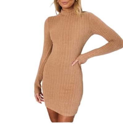 China Wholesale Custom Sexy Women Breathable Rib Knitwear Short Mini Sweater Lady's Bodycon Backless Dress OEM ODM for sale